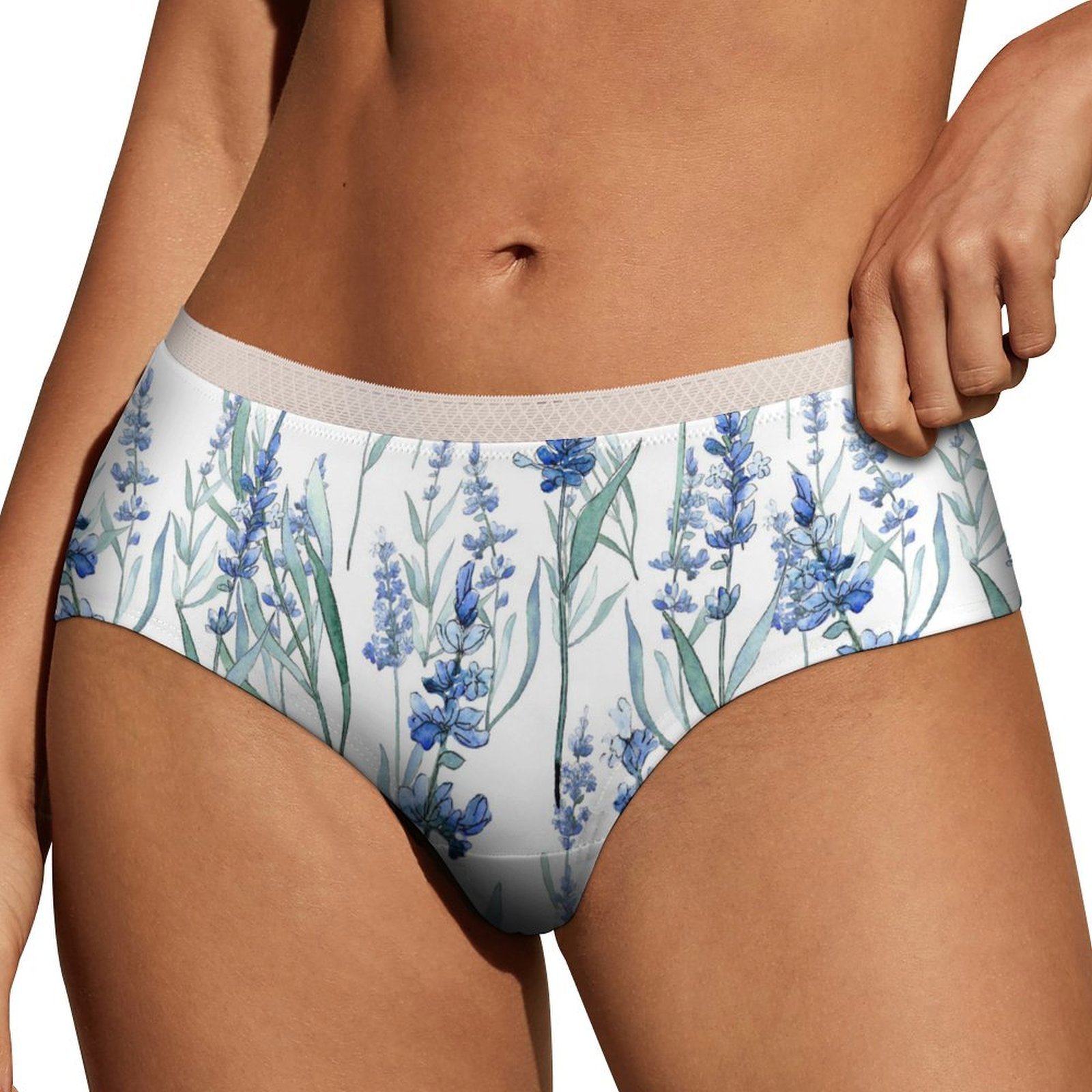 Watercolor Flowers Panties for Women Lace Briefs Soft Ladies Hipster Underwear