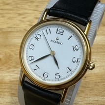 VTG Movado Swiss Quartz Watch 87-A6-825 Lady Gold Tone Leather Analog New Batter - £65.09 GBP