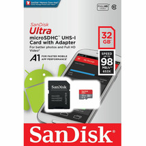 Sandisk Ultra 32GB Micro Sdhc UHS-I Card 98MB/s U1 A1 SDSQUAR-032G A6 - £7.59 GBP