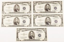 1953-A Silver Certificate Lot of 5 Consecutive Notes Choice Unc FR #1656 - $360.64