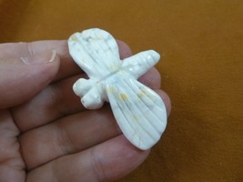 (Y-DRAG-716) white DRAGONFLY gemstone carving FIGURINE I love dragonflie... - $17.53