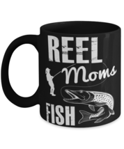 Reel Moms Fish, black coffee mug, coffee cup 11oz and 15oz. Model 6400016  - £19.95 GBP