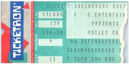 Vintage Mötley Crüe Guns N&#39; Roses Ticket Nov 15 1987 Greensboro North Ca... - $34.64