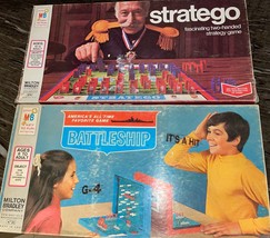 Vintage Lot of 2 70&#39;s Stratego Battleship Board Game War Strategy Complete Pair - £32.32 GBP