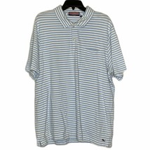 Vineyard Vines Polo Shirt Size XL Blue &amp; White Striped Cotton Whale Mens - $16.96