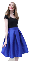 Royal Blue A-line Taffeta Midi Skirt Outfit Women Custom Size Pleated Skirt