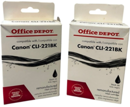 2 packs - Office Max Black Ink Cartridges compatible w/Canon CLI-221BK - $14.16