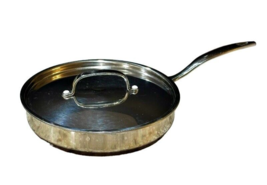 Revere Ware Saute Pan w Lid Stainless Copper Disc Bottom 10&quot; Heavy Chefs Request - £43.47 GBP