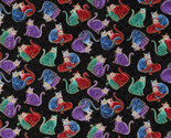 Colorful Cats Whimsical Cat-i-tude 2 Black Cotton Fabric Print by Yard D... - £9.82 GBP