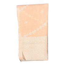Emrboidered Edge Geometric Peach Fabric Tablecloth Dress Clothes 4.5 yd Vintage  - £37.37 GBP