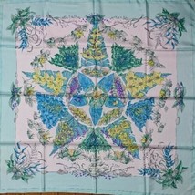 Hermes Scarf Pythagore 90 cm Silk mint green flower Carre Pythagoras 35&quot; r83 - £449.26 GBP