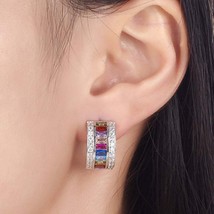  Multicolor Huggie Hoop Earrings. Women&#39;s Silver  Earrings Real 925 Silver NEW - £75.37 GBP