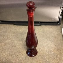 Vintage Avon Ruby Red Glass Perfume Bottle W Stopper Cruet Bud Vase Twis... - £7.84 GBP