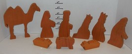 Lot of wooden NATIVITY Figures wood crafts natural crafting pieces Camel Wisemen - £19.32 GBP