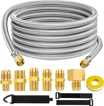 20 Feet High Pressure Braided Propane Hose Extension with Conversion Cou... - £34.95 GBP