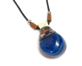 Mia Jewel Shop Large Tumbled Healing Gemstone Crystal Pendant Resin Chrysocolla  - £13.00 GBP