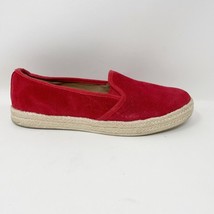 Clarks Collection Womens Red Suede Laser Cut Out Leather Slip on Loafer size 8.5 - £21.32 GBP