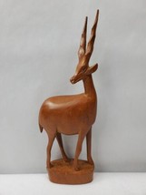 Vintage Hand Carved Wooden Gazelle Antelope Mid Century Modern Sculpture - £26.87 GBP