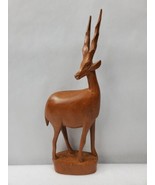 Vintage Hand Carved Wooden Gazelle Antelope Mid Century Modern Sculpture - £25.28 GBP