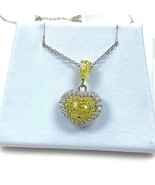 0.84 TCW Natural Fancy Yellow Heart Diamond Pendant Necklace 14k Gold - £1,954.86 GBP