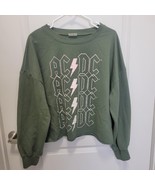 ACDC Woman’s Cropped Sweatshirt Green Sz Large Long Sleeve Official AC/D... - £15.79 GBP