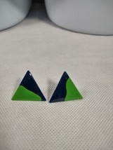 Blue/Green Triangle Earrings - £4.75 GBP