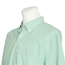 LL Bean Non Iron Button Down Green White Casual Dress Shirt Mens Large - £22.05 GBP