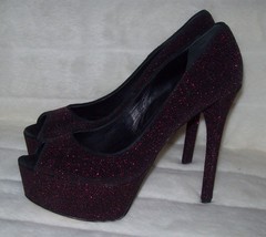 Brian Atwood BAMBOLA  Glitter Coated Suede Platform Pumps Shoes Sz 8.5 - £136.55 GBP