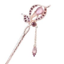 5.9" Chinese Traditional Metal Opal Lily Ladies/Girls Hair Stick, PURPLE