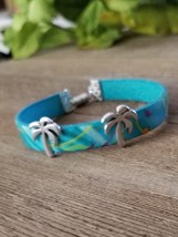 Painted Flat Leather Bracelet with Palm Tree slides - £28.21 GBP