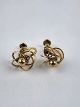 1950&#39;s H.G 1/20 12kt Gold Filled Spiral Knot Screw Back Earrings nice condition - $24.74