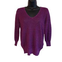 Metaphor, Women&#39;s Size Medium Petite, Purple Sparkly, Loose Knit Sweater - £11.75 GBP