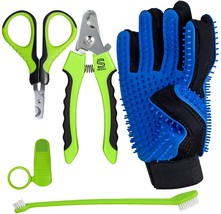 5-Piece Pet Grooming Set - Stainless Steel Nail Clipper &amp; Scissors, Dual-Sided - $19.79