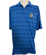Antigua Men&#39;s Golf Shirt Blue Striped 90th PGA Championship Oakland Hills L - $722.07 MXN