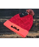 Nike Lebron James Red Cement/Orange Pom Pom Cuff Beanie Hat One Size - $44.76 CAD