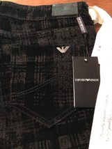 Armani Emporio Women&#39;s Dakota Skinny Black Printed Velour Size 27 NWT $375 - £147.96 GBP