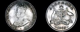 1935(m) Australian 6 Pence World Silver Coin - Australia - George V - $22.99