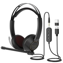 Wired Headset, Dual-Ear (Stereo) Headphones With Noise Canceling Microphone, On  - £81.52 GBP