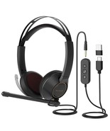 Wired Headset, Dual-Ear (Stereo) Headphones With Noise Canceling Microph... - £80.58 GBP