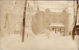 RPPC Beautiful Stately Home In Winter Snow Scene c1910 Real Photo Postcard W5 - £10.90 GBP