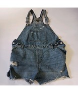Wild Fable Jean Bib Overall Shorts Women&#39;s XXL Light Wash Distressed Fra... - $272.80 MXN