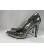 Jessica Simpson Heels Size 7.5M Dark Pewter Cracked Metallic SILVER - €12,74 EUR