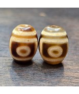 Lot 2 Antique Style Old Tibetan 2 Eyes Agate stone Dzi Bead Amulet - $1,615.85 MXN