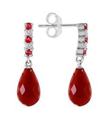 6.9 Carat 14K Solid White Gold Diamond Ruby Earrings Dangling Briolette - €357,86 EUR