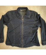 Cathy Daniels Womens Blue Denim Jacket Bling Crystal Accent Stretch Size M - $19.18 CAD
