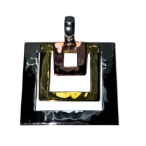 RLM Studio Robert Lee Morris Signed Sterling Silver Brass Copper Square Pendant - £51.41 GBP