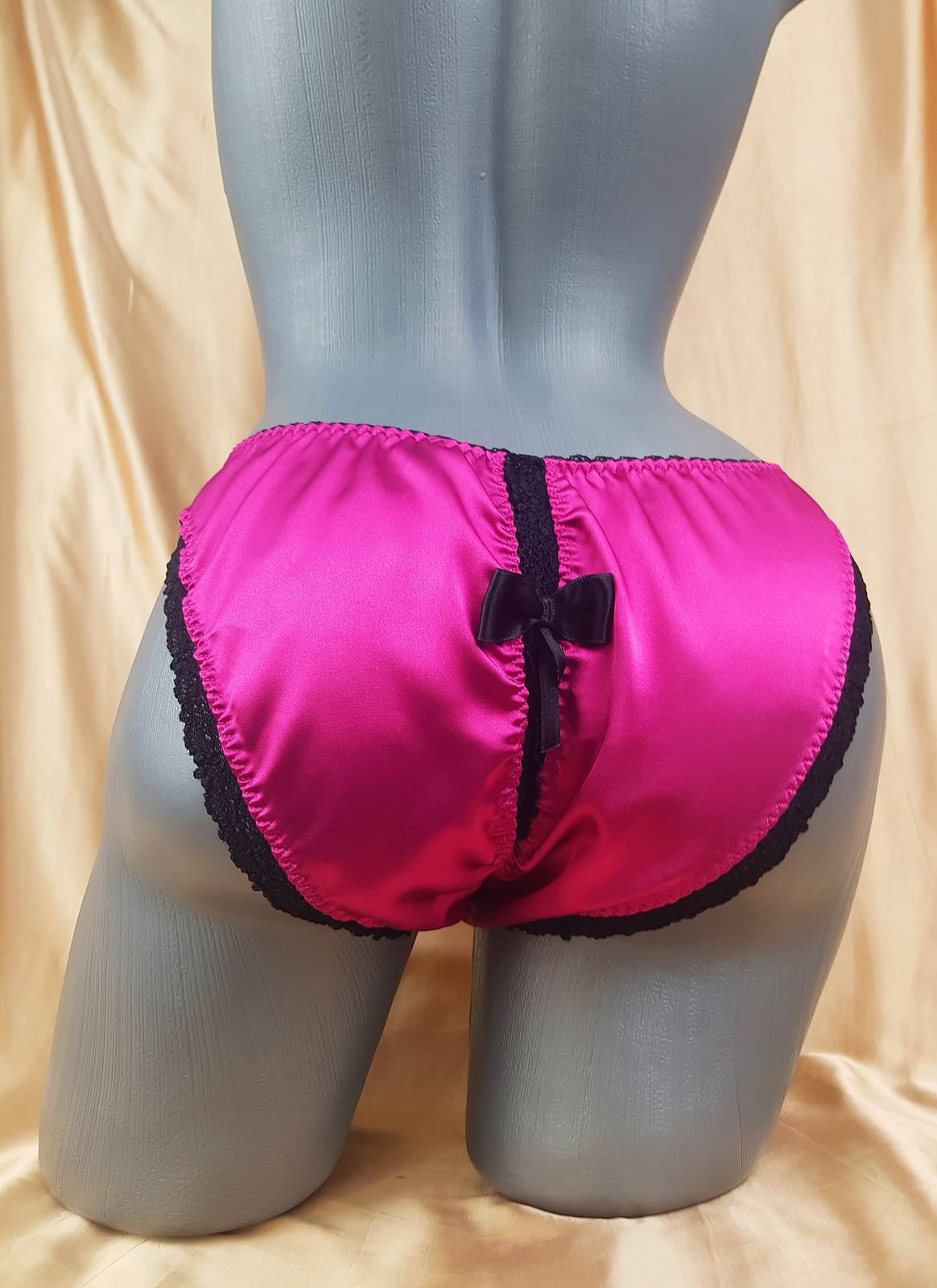 Crotchless Panties Satin Panties With Ribbon Sexy Panties Hot Pink crotchless-panties-satin-panties-with-ribbon-sexy-panties-hot-pink
