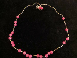 Vintage 14K Gold Filled Malleable Wire Choker w Rosy Rhodonite round faceted - £17.02 GBP