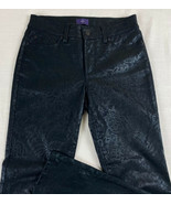 NYDJ Sz 2P Not Your Daughters Jeans BLACK MEDALLION Flocking Slim Straight Pants - £19.46 GBP
