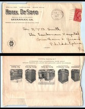 1927 US Ad Cover - Hotel De Soto, Savannah, Georgia to Philadelphia, PA E13 - £2.22 GBP